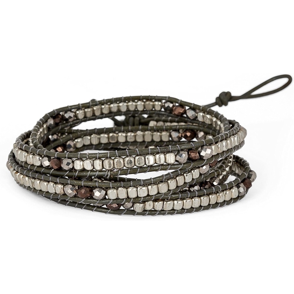 Spunky Soul Leather Faceted 4 Wrap Bracelet